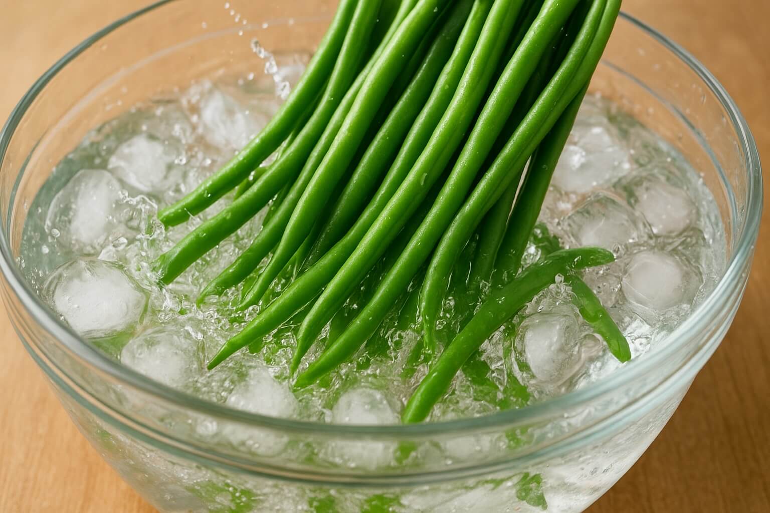 Beans in ice water after boiling